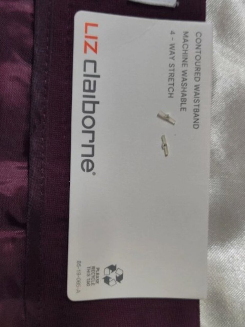 NWT Liz Claiborne Emma Purple Ankle Pants Size 12 Slim Tapered Stretch Zip - Picture 4 of 14